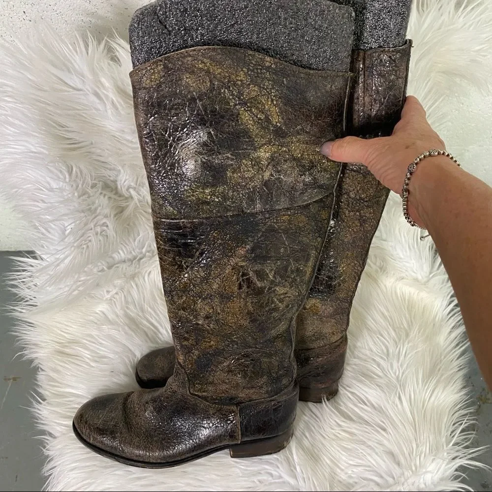 Rare Steven By Steve Madden Reins  distressed brown leather riding boots 8